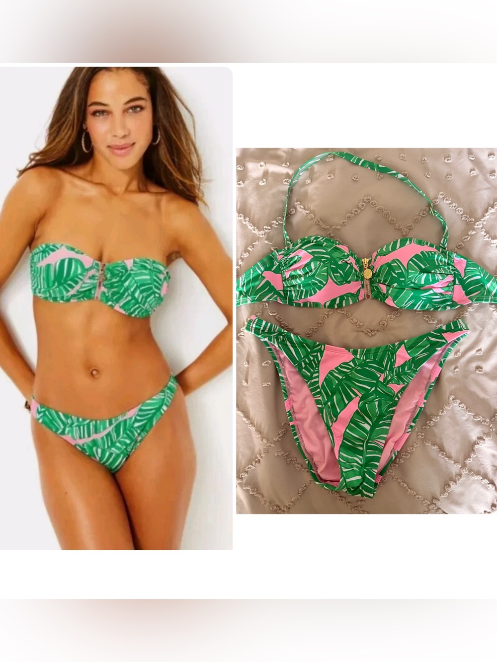 Lilly Pulitzer Bikini Let's Go Bananas Printed Swimsuit Sz 2 top and 6 bottom
